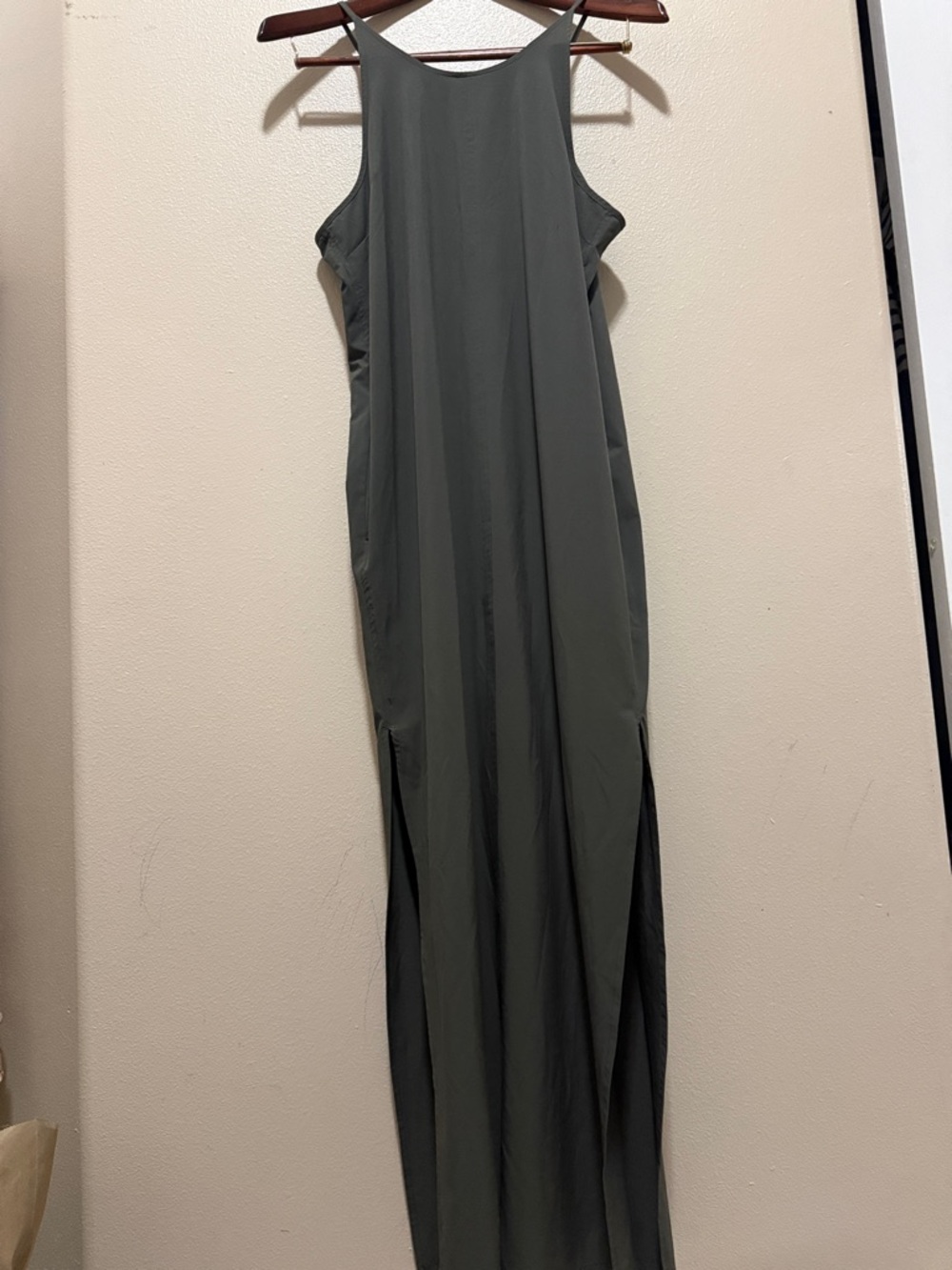 Athleta Olive Maxi Tank Dress with High Side Slits - Picture 3 of 4
